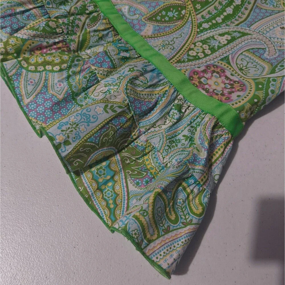NWT Y2K Torrid Skirt Ruffle Paisley 24 Plus Elastic Green Blue Pink Trumpet New - Picture 2 of 6